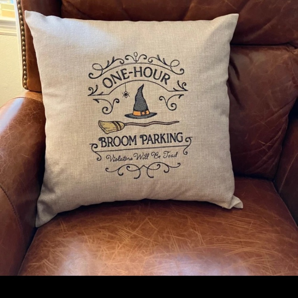 Clearance!! OOAK Halloween embroidered witchy pillow